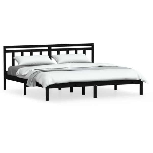 vidaXL Sängynrunko musta täysi mänty 200x200 cm - Sängyt & sängynrungot