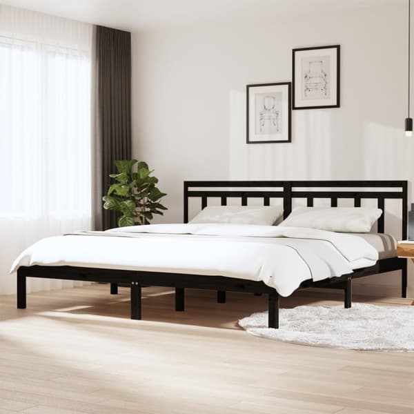 vidaXL Sängynrunko musta täysi mänty 200x200 cm - Sängyt & sängynrungot