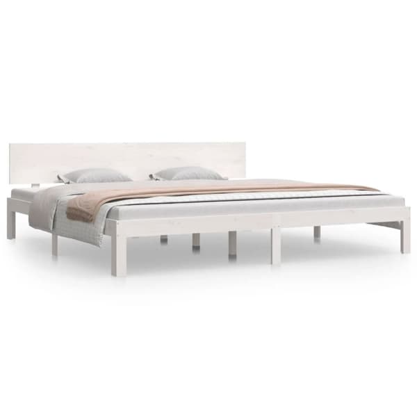 vidaXL sengeramme 200x200 cm massivt fyrretræ hvid - Senge & sengeramme
