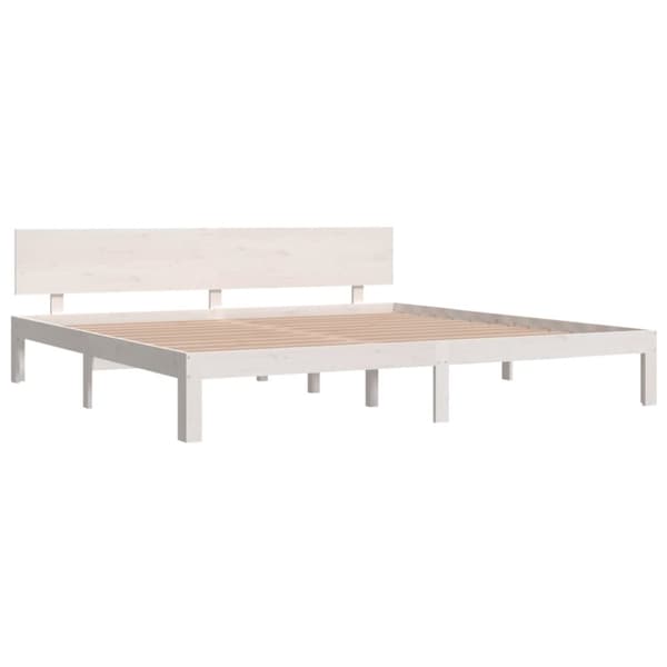 vidaXL sengeramme 200x200 cm massivt fyrretræ hvid - Senge & sengeramme
