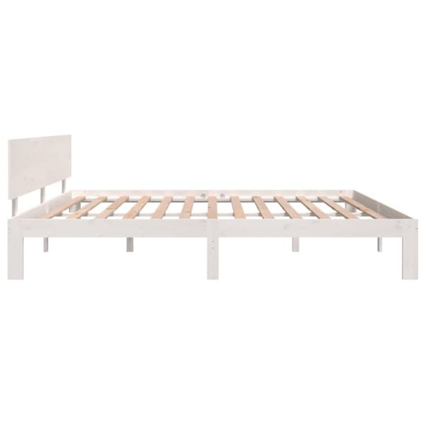 vidaXL sengeramme 200x200 cm massivt fyrretræ hvid - Senge & sengeramme