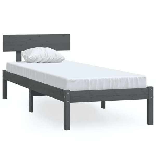 vidaXL sengeramme 90x190 cm Single massivt fyrretræ grå -  Senge & sengeramme