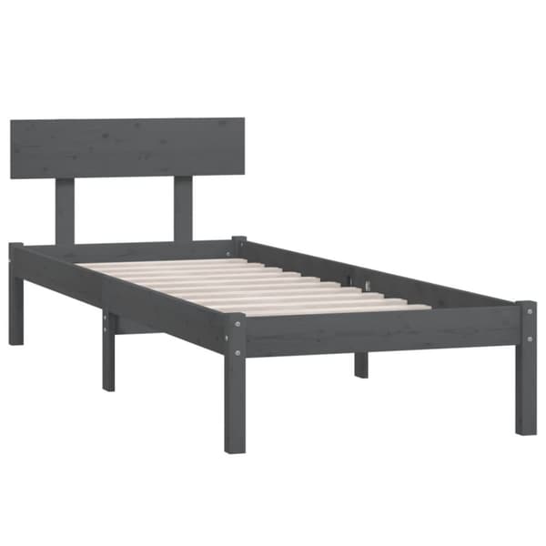 vidaXL sengeramme 90x190 cm Single massivt fyrretræ grå -  Senge & sengeramme