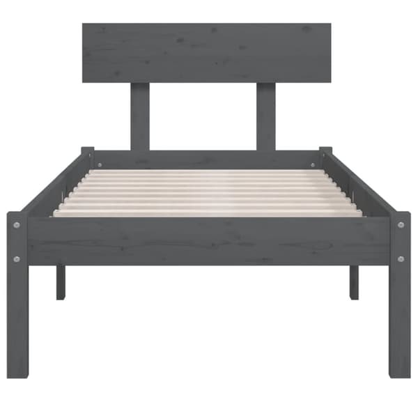 vidaXL sengeramme 90x190 cm Single massivt fyrretræ grå -  Senge & sengeramme