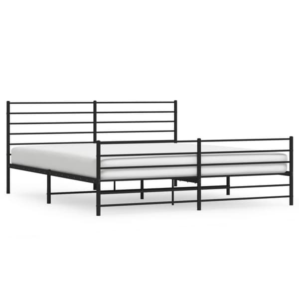 vidaXL sengeramme med sengegavl og fodgærde 180x200 cm metal sort - Senge & sengeramme