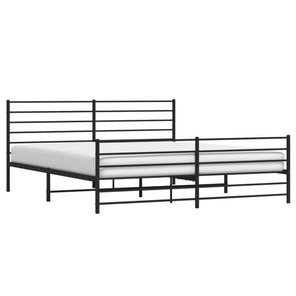 vidaXL sengeramme med sengegavl og fodgærde 180x200 cm metal sort -  Senge & sengeramme