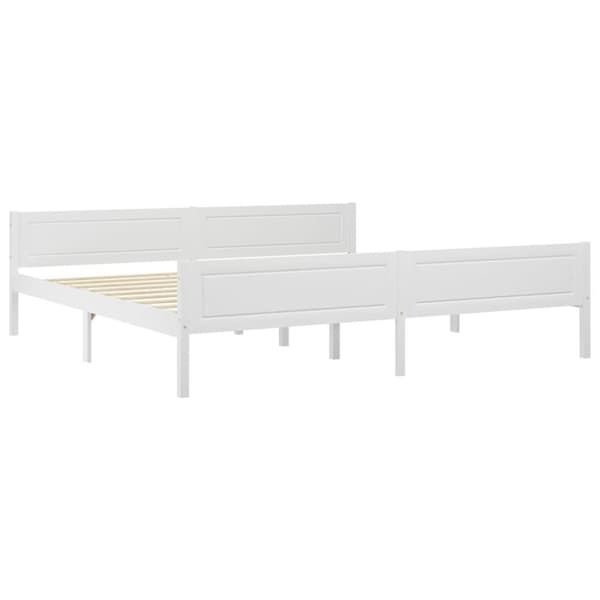 vidaXL sengestel 200x200 cm massivt fyrretræ hvid -  Senge & sengeramme