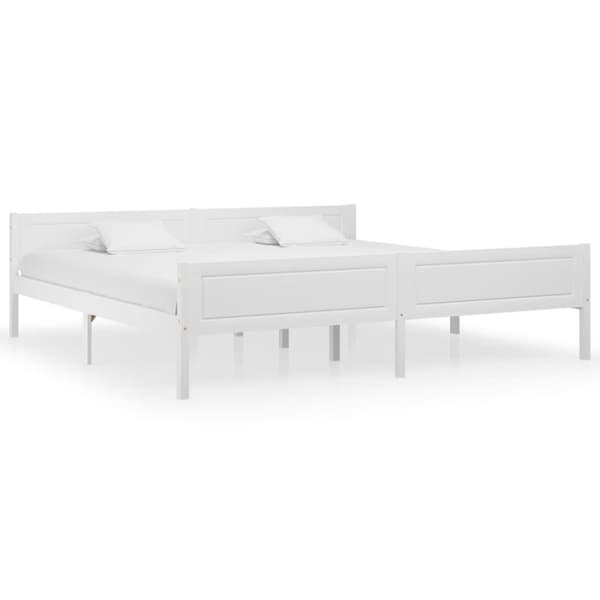 vidaXL sengestel 200x200 cm massivt fyrretræ hvid -  Senge & sengeramme