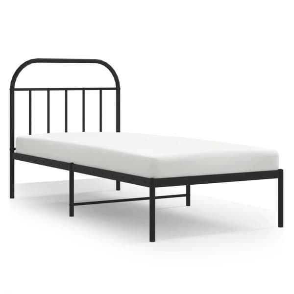vidaXL Metallinen sängynrunko päädyllä musta 90x200 cm - Sängyt & sängynrungot