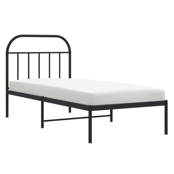 vidaXL Metallinen sängynrunko päädyllä musta 90x200 cm - Sängyt & sängynrungot
