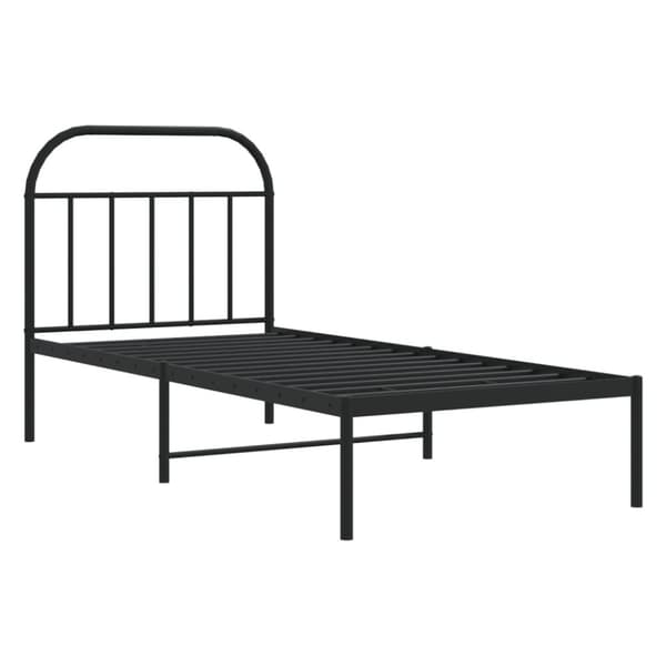vidaXL Metallinen sängynrunko päädyllä musta 90x200 cm - Sängyt & sängynrungot