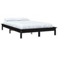 Miniatyrbillede 4 af 6: vidaXL sengeramme 160x200 cm massivt fyrretræ sort -  Senge & sengeramme
