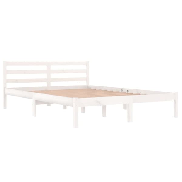 vidaXL Sängram massiv furu 140x200 cm vit -  Sängar & sängramar