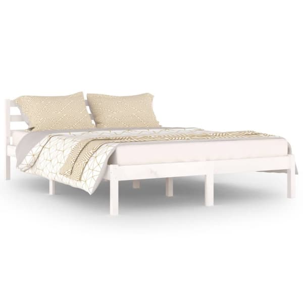 vidaXL Sängram massiv furu 140x200 cm vit -  Sängar & sängramar