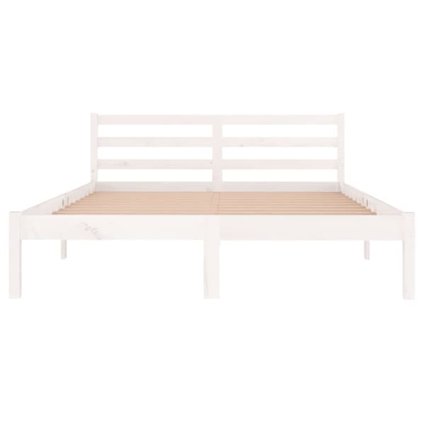 vidaXL Sängram massiv furu 140x200 cm vit -  Sängar & sängramar