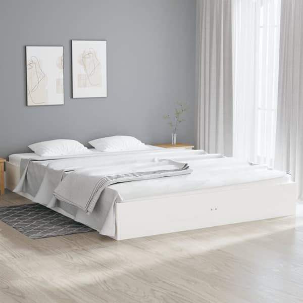 vidaXL sengeramme 150x200 cm King Size massivt fyrretræ hvid - Senge & sengeramme