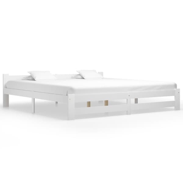 vidaXL sengestel 200x200 cm massivt fyrretræ hvid -  Senge & sengeramme