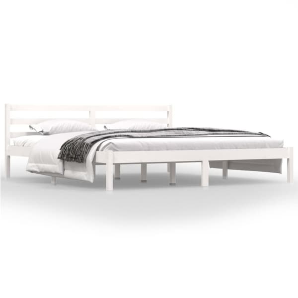 vidaXL sengeramme 180x200 cm Super King massivt fyrretræ hvid -  Senge & sengeramme