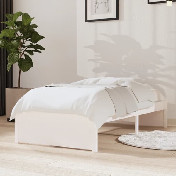 vidaXL Sängram vit massivt trä 75x190 cm -  Sängar & sängramar