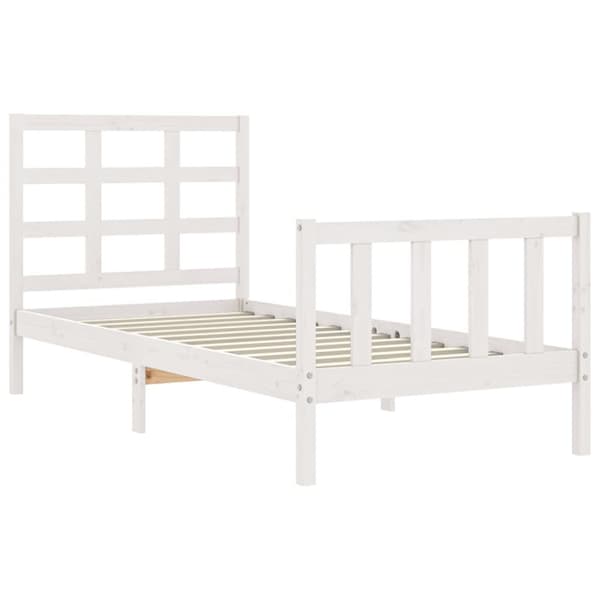 vidaXL Sängram med sänggavel vit 90x190 cm massivt trä - Sängar & sängramar