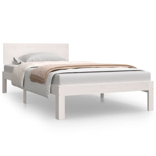 vidaXL sengeramme 100x200 cm massivt fyrretræ hvid - Senge & sengeramme