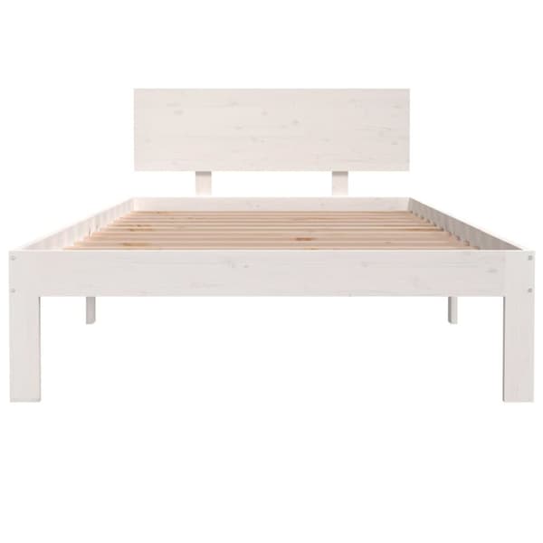 vidaXL sengeramme 100x200 cm massivt fyrretræ hvid -  Senge & sengeramme
