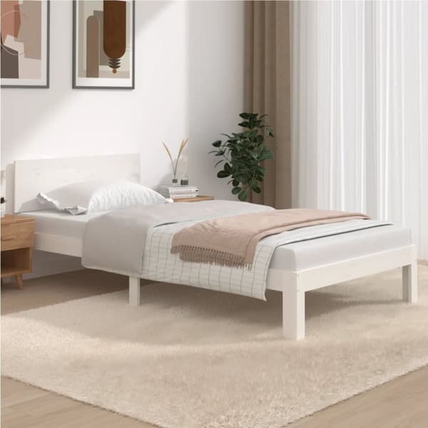 vidaXL sengeramme 100x200 cm massivt fyrretræ hvid - Senge & sengeramme
