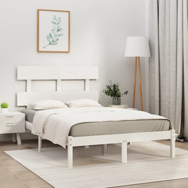 vidaXL sengeramme 120x200 cm massivt træ hvid - Senge & sengeramme