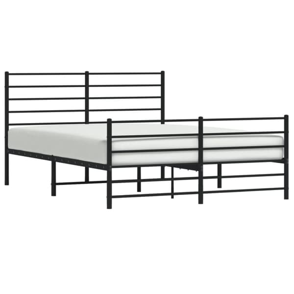 vidaXL sengeramme med sengegavl og fodgærde 120x200 cm metal sort -  Senge & sengeramme