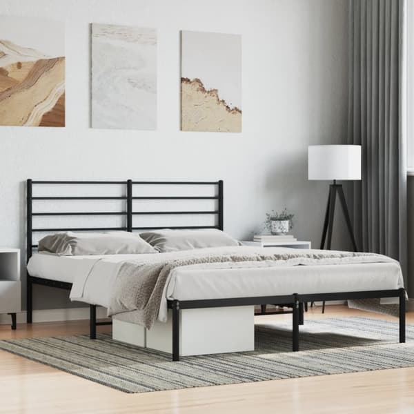 vidaXL sengeramme med sengegavl 120x190 cm metal sort - Senge & sengeramme