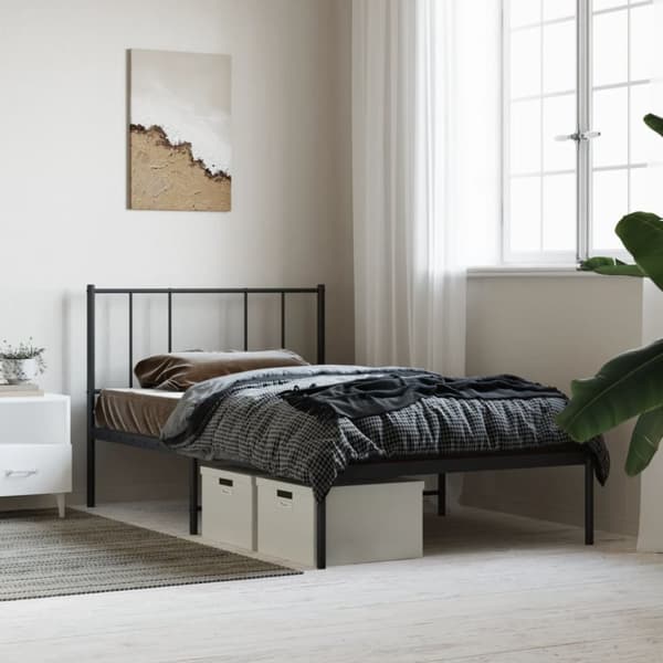 vidaXL sengeramme med sengegavl 80x200 cm metal sort - Senge & sengeramme