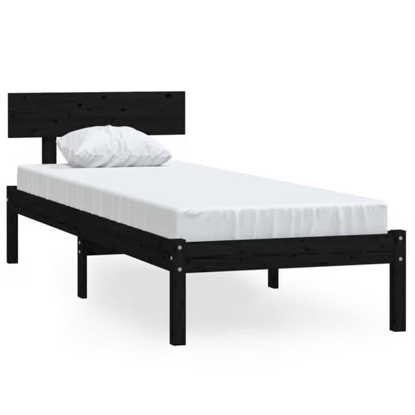 vidaXL Sängynrunko musta täysi mänty 90x200 cm - Sängyt & sängynrungot