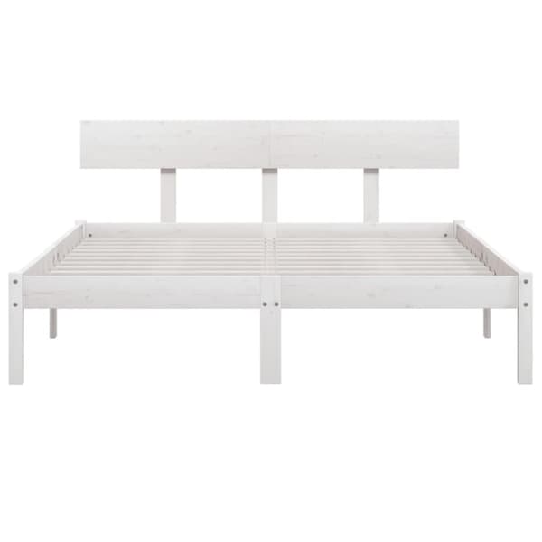vidaXL Sängram vit massiv furu 140x200 cm -  Sängar & sängramar
