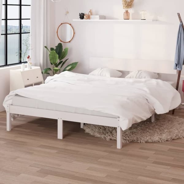 vidaXL Sängram vit massiv furu 140x200 cm - Sängar & sängramar