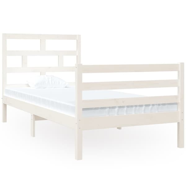 vidaXL Sängynrunko valkoinen 90x190 cm Single täysi puu - Sängyt & sängynrungot