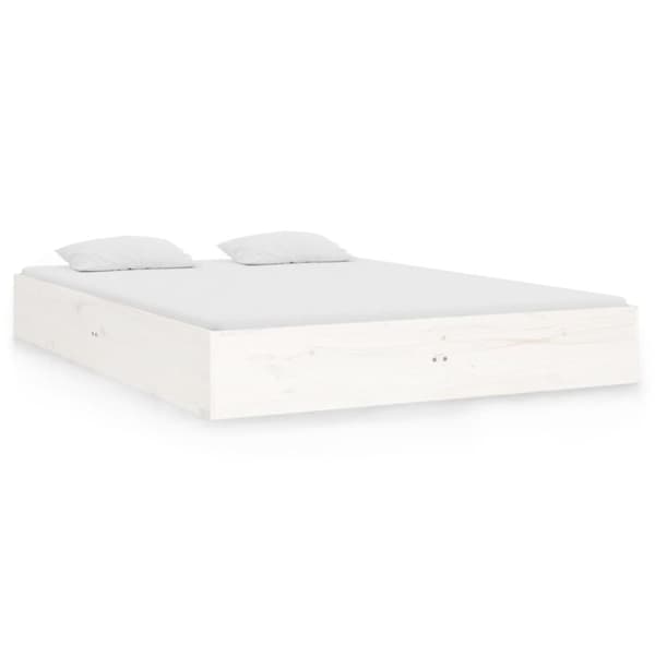 vidaXL sengeramme 135x190 cm dobbelt massivt fyrretræ hvid -  Senge & sengeramme