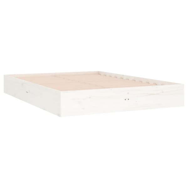 vidaXL sengeramme 135x190 cm dobbelt massivt fyrretræ hvid -  Senge & sengeramme
