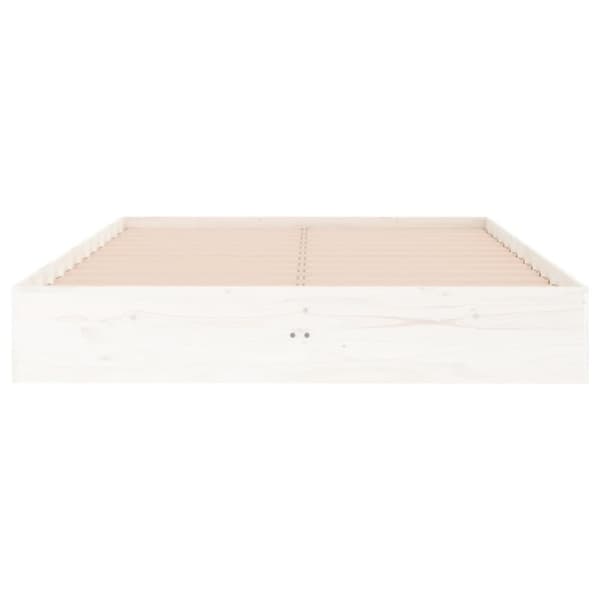 vidaXL sengeramme 135x190 cm dobbelt massivt fyrretræ hvid -  Senge & sengeramme