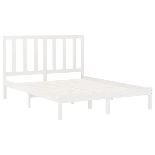 vidaXL Sängram vit massivt trä 140x200 cm -  Sängar & sängramar