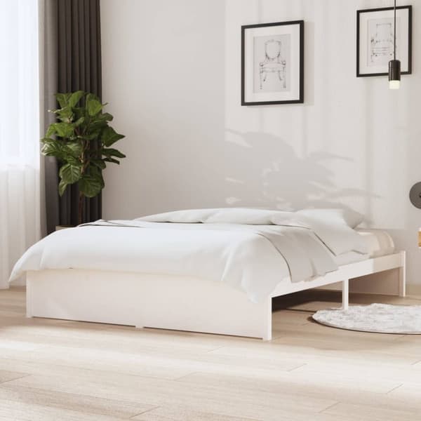 vidaXL sengeramme 140x200 cm massivt træ hvid - Senge & sengeramme