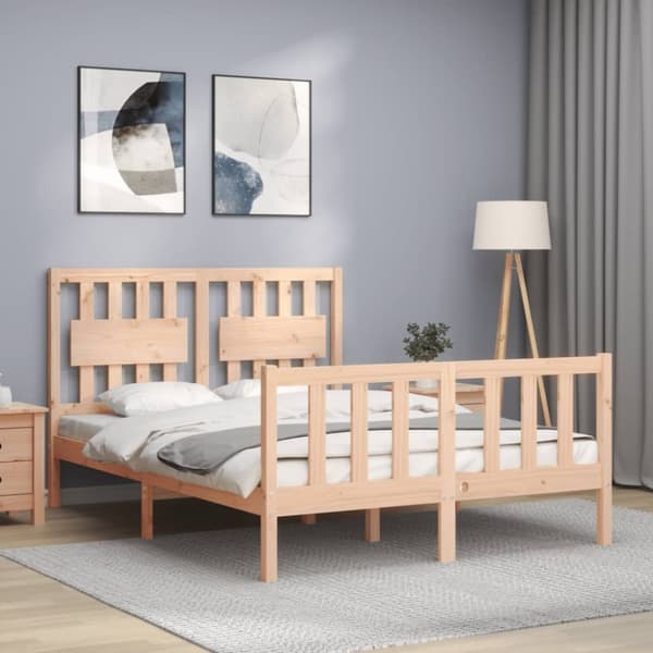 vidaXL sengeramme med sengegavl Small Double massivt træ - Senge & sengeramme