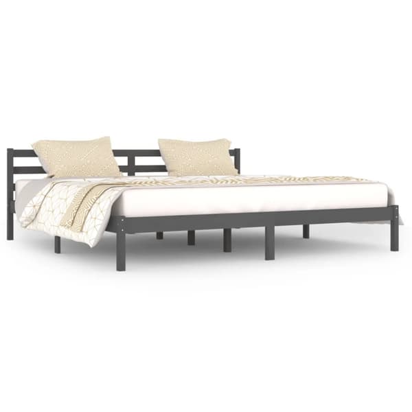 vidaXL sengeramme 200x200 cm massivt fyrretræ grå -  Senge & sengeramme