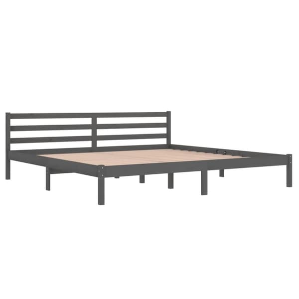 vidaXL sengeramme 200x200 cm massivt fyrretræ grå -  Senge & sengeramme