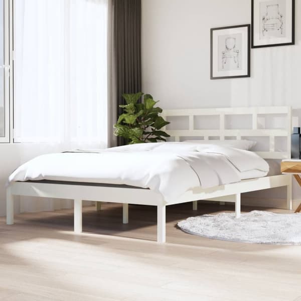 vidaXL sengeramme 140x190 cm massivt fyrretræ hvid - Senge & sengeramme