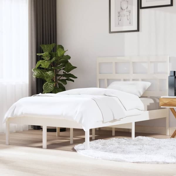 vidaXL Sängram vit massiv furu 120x200 cm - Sängar & sängramar