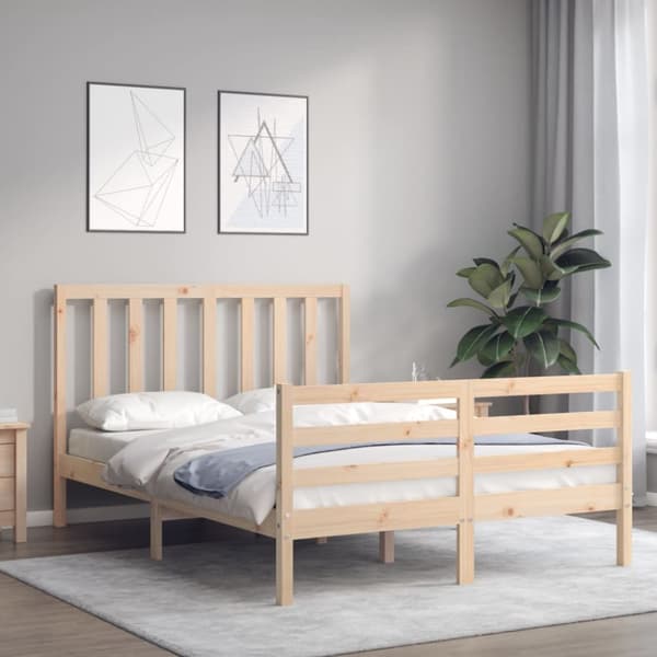 vidaXL sengeramme med sengegavl 120x200 cm massivt træ hvid -  Senge & sengeramme