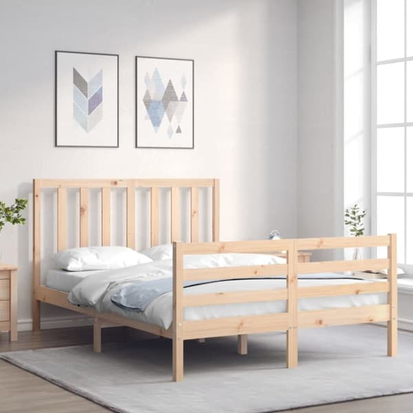 vidaXL sengeramme med sengegavl 120x200 cm massivt træ hvid -  Senge & sengeramme