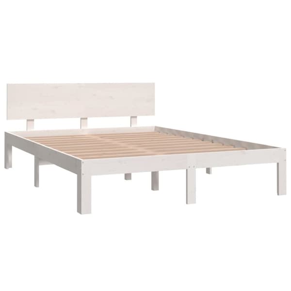 vidaXL Sängynrunko valkoinen täysi mänty 135x190 cm Double - Sängyt & sängynrungot