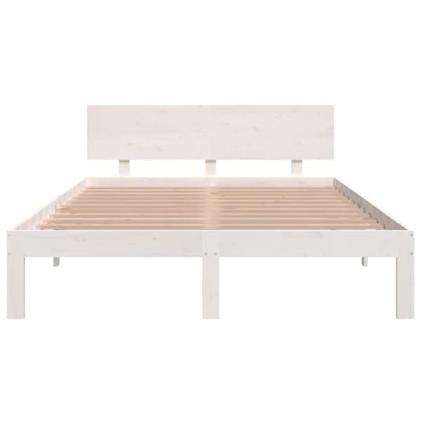 vidaXL Sängynrunko valkoinen täysi mänty 135x190 cm Double - Sängyt & sängynrungot
