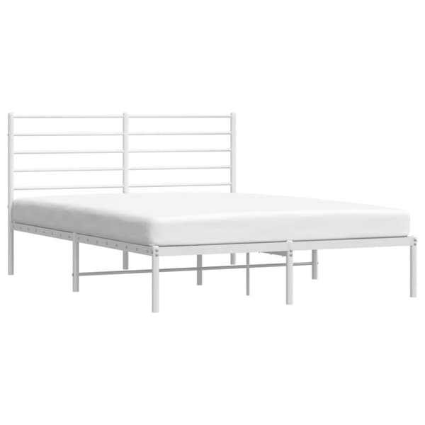 vidaXL sengeramme med sengegavl 140x190 cm metal hvid - Senge & sengeramme